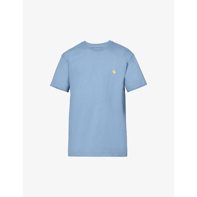 Shop Carhartt Chase Brand-embroidered Cotton-jersey T-shirt In Icey Water