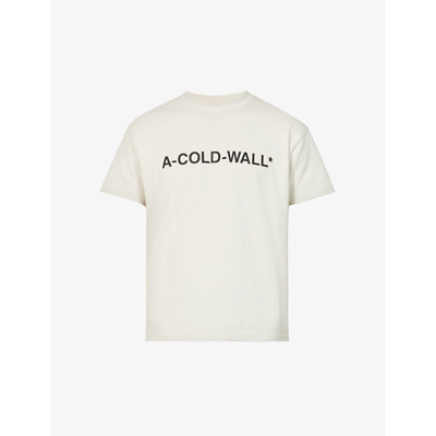 Shop A-cold-wall* Essential Logo-print Cotton-jersey T-shirt In Bone