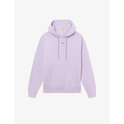 Shop Sandro Logo-embroidered Organic Cotton-jersey Hoody In Violets