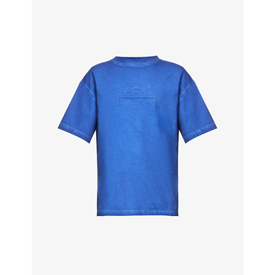 Shop A-cold-wall* Logo-embroidered Relaxed-fit Organic-cotton T-shirt In Cobalt Blue