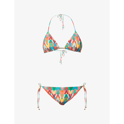 Valentino Archive Logo Print Bikini Set In Multicolor.