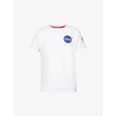 Alpha Industries Nasa Print Short-sleeve T-shirt In White | ModeSens