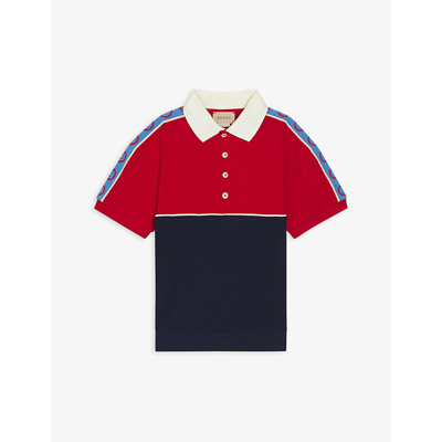 Shop Gucci Logo-embroidered Short-sleeve Stretch-cotton Polo Shirt 4-12 Years In Red