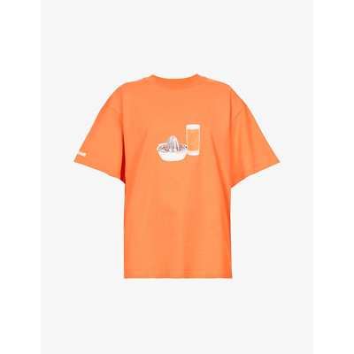 Shop Jacquemus Le T-shirt Piccola Cropped Cotton-jersey T-shirt In Orange