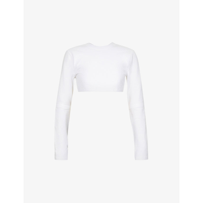 Shop Jacquemus Le T-shirt Piccola Cropped Cotton-jersey T-shirt In White