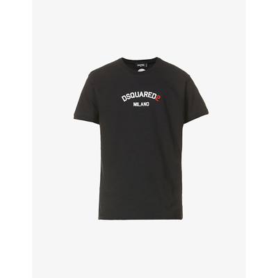 Shop Dsquared2 Logo-print Cotton-jersey T-shirt In Black