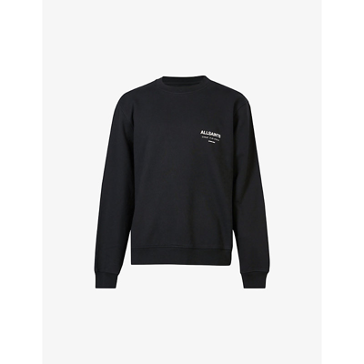 Shop Allsaints Underground Graphic-print Cotton Sweatshirt In Jet Black