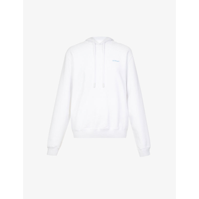 Shop Off-white Arrow Logo-print Cotton-jersey Hoody In White Multicolo