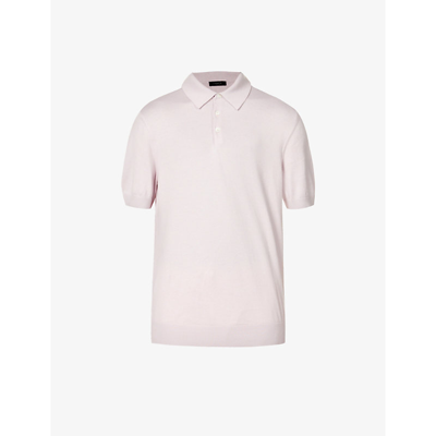Shop Ermenegildo Zegna Brand-embroidered Short-sleeved Cotton-knit Polo Shirt In Light Pink