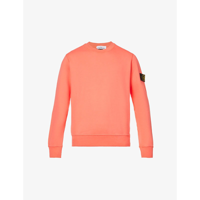 Shop Stone Island Logo-patch Relaxed-fit Cotton-jersey Sweatshirt In Orange