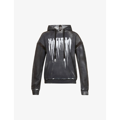 Shop Haculla Smeared Graphic-print Cotton-jersey Hoody In Off-white / Black