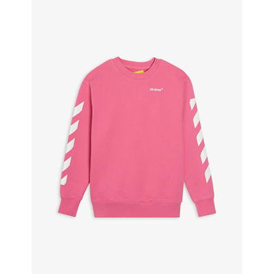 Shop Off-white Arrow Brand-print Cotton Sweatshirt 4-10 Years In Pink