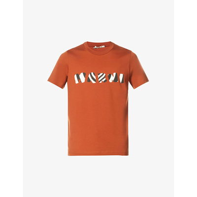 Shop Marni Logo-print Relaxed-fit Cotton-jersey T-shirt In Henne