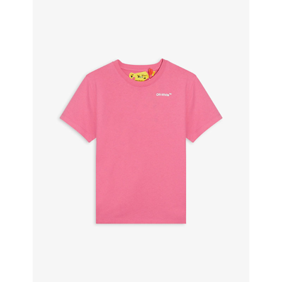 Shop Off-white Arrow Brand-print Cotton T-shirt 4-10 Years In Pink