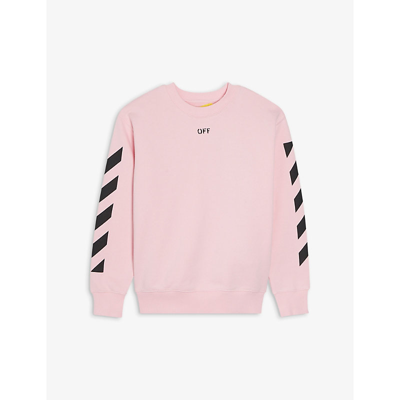 Shop Off-white Stamp Diagonals Cotton Sweatshirt 4-10 Years In Pink
