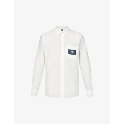 Shop Fendi Men's Naturale Camicia Regular-fit Cotton And Silk Shirt