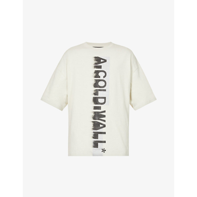 Shop A-cold-wall* Brand-print Relaxed-fit Cotton-jersey T-shirt In Bone