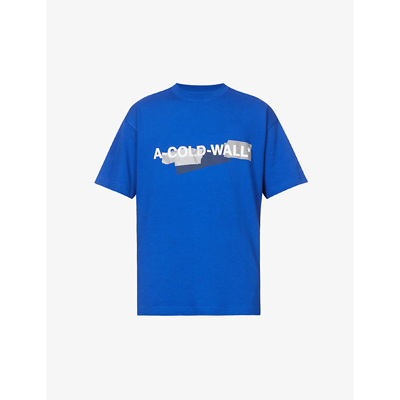 Shop A-cold-wall* Strata Logo-print Cotton-jersey T-shirt In Cobalt Blue