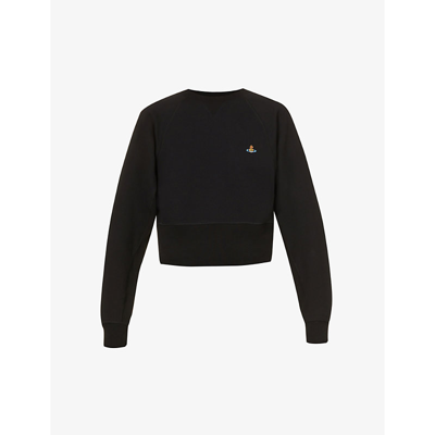 Shop Vivienne Westwood Athletic Logo-embroidered Organic Cotton-jersey Sweatshirt In Black
