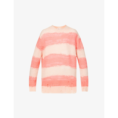 Shop Acne Studios Kalia Striped Knitted Jumper In Pale Pink Fluo Pink