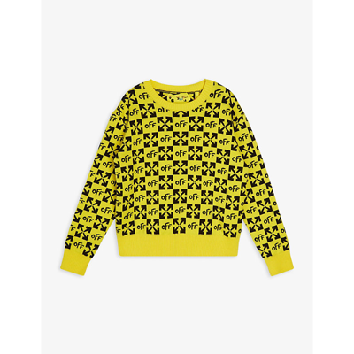Shop Off-white Monogram-print Cotton Jumper 8-12 Years In Yellow