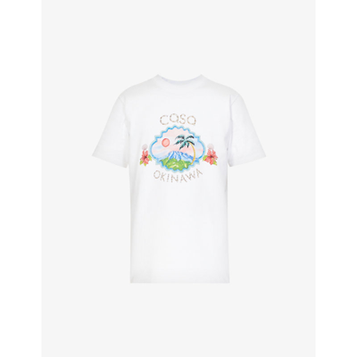 Shop Casablanca Logo-print Organic-cotton T-shirt In Casa Okinawa