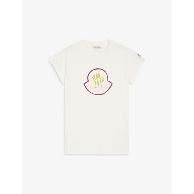 Shop Moncler Logo Graphic-print Short Sleeved Cotton T-shirt 4-14 Years In White