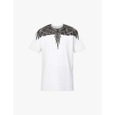 Shop Marcelo Burlon County Of Milan Icon Wings Cotton-jersey T-shirt In White Black