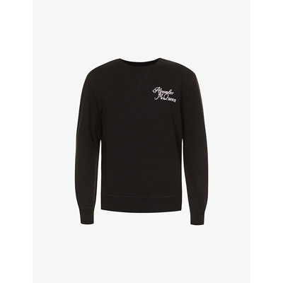 Shop Alexander Mcqueen Logo-print Relaxed-fit Cotton-jersey Sweatshirt In Black/ivory