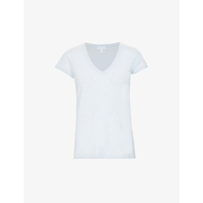 Shop The White Company Women's Linen Blue V-neck Organic-cotton T-shirt