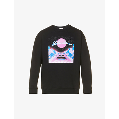 Shop Valentino Graphic-print Crewneck Cotton-jersey Sweatshirt In Virtual Runner