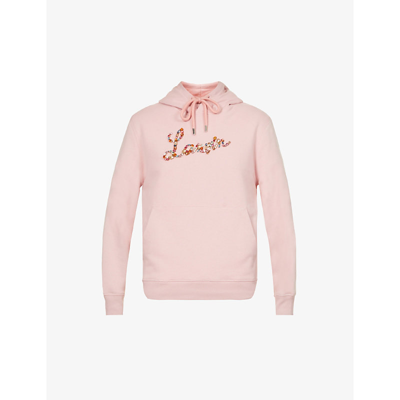 Shop Lanvin Crystal-embellished Cotton-jersey Hoody In Pink