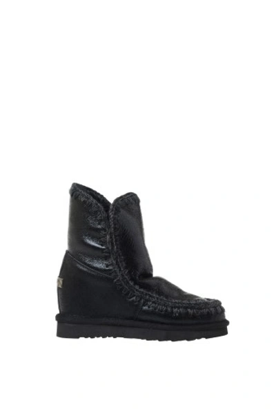 Mou Leather Boots With Internal Wedge In Black