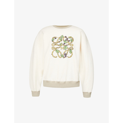 Shop Loewe Anagram-print Relaxed-fit Cotton-jersey Sweatshirt In Ecru/multi