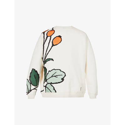 Shop Loewe Herbarium Floral-print Cotton-jersey Sweatshirt In White Multicolor