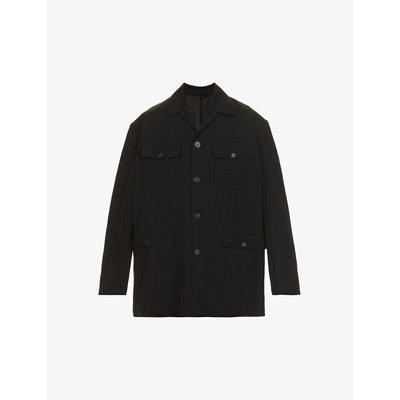 Shop Balenciaga Camp-collar Relaxed-fit Crepe Jacket In Black