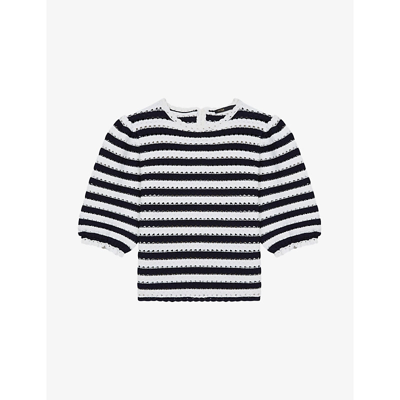 Shop Maje Marigna Striped Knitted Jumper In Bleus