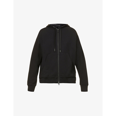 Shop Moncler Born To Protect-appliqué Relaxed-fit Recycled Cotton-blend Hoody In Black