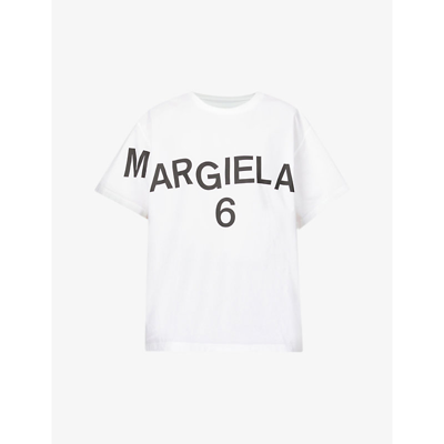 Shop Mm6 Maison Margiela Logo-print Cotton-jersey T-shirt In White