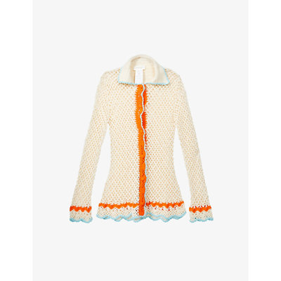 Shop Sportmax Semele Spread-collar Crochet-cotton Shirt In Beige