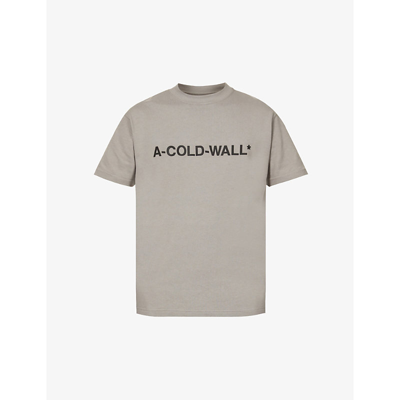 Shop A-cold-wall* Mens Slate Grey Essential Logo-print Cotton-jersey T-shirt S