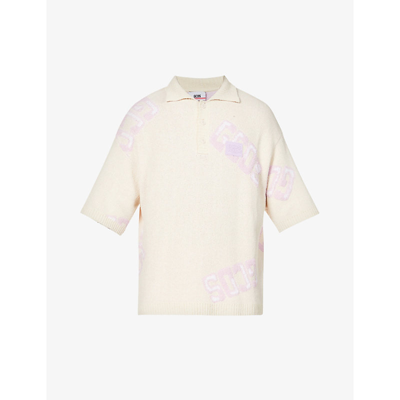 GCDS OVERSIZED LOGO-PATCH COTTON-KNIT POLO SHIRT 