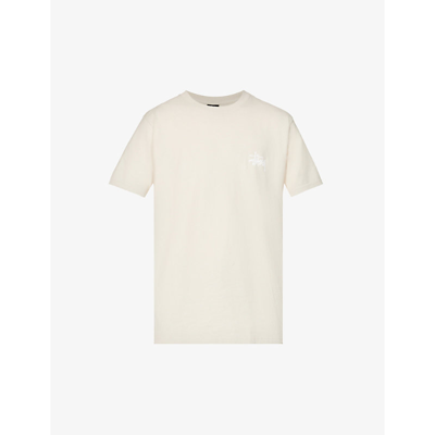 Shop Stussy Mens Smoke Basic Logo-print Cotton-jersey T-shirt S
