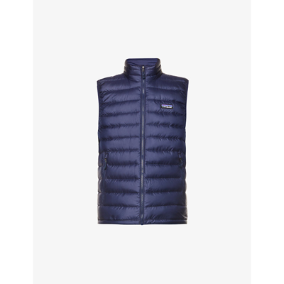 Shop Patagonia Padded High-neck Recycled-polyester Down Gilet In Classic Navy