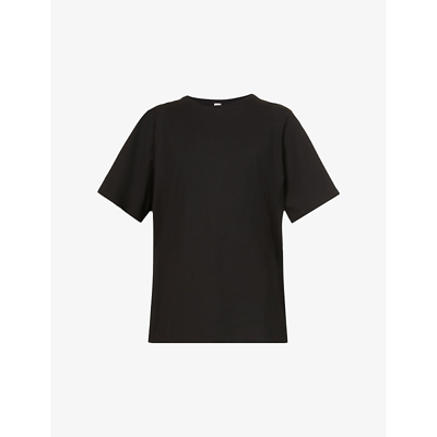 Shop Totême Toteme Women's Black Oversized Cotton-jersey T-shirt