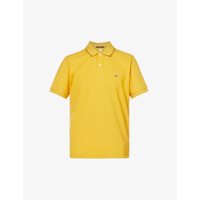 Shop C.p. Company Contrast-piping Cotton-piqué Polo Shirt In Nugget Gold