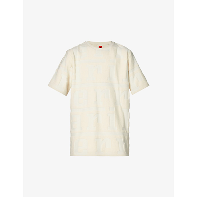 Shop Ferrari Logo-embossed Relaxed-fit Cotton-blend T-shirt In Crm