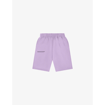 Shop Pangaia Text-print Mid-rise Organic-cotton Shorts 3-12 Years In Orchid Purple