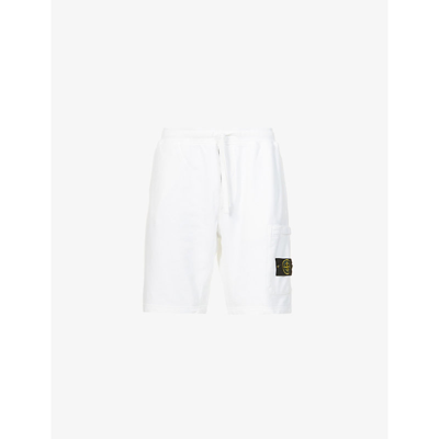 Shop Stone Island Logo-patch Cotton Shorts In White