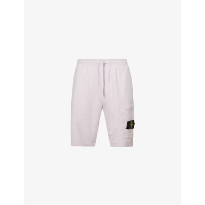 Shop Stone Island Logo-patch Cotton Shorts In Rose Quartz